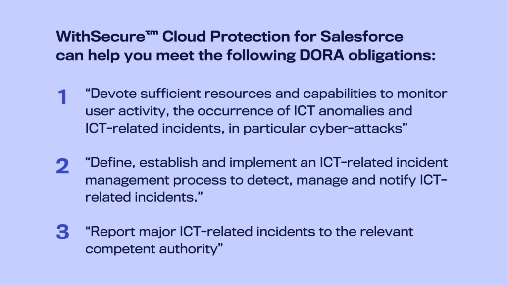 Salesforce DORA compliance areas that require added security layers